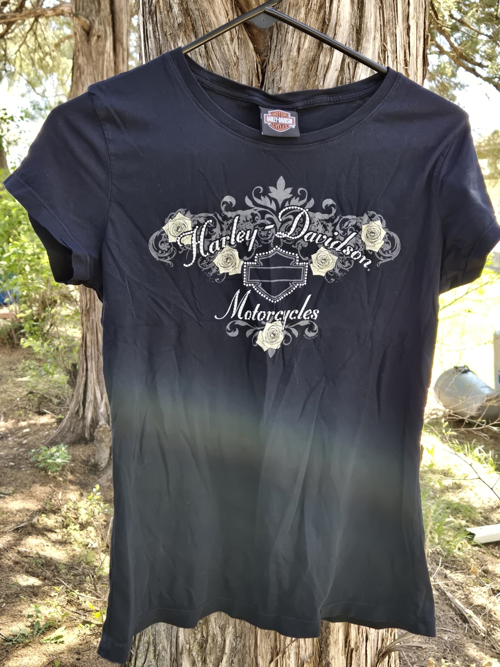 Harley-Davidson T-shirt Rhinestone-embellished logo and floral design Medium